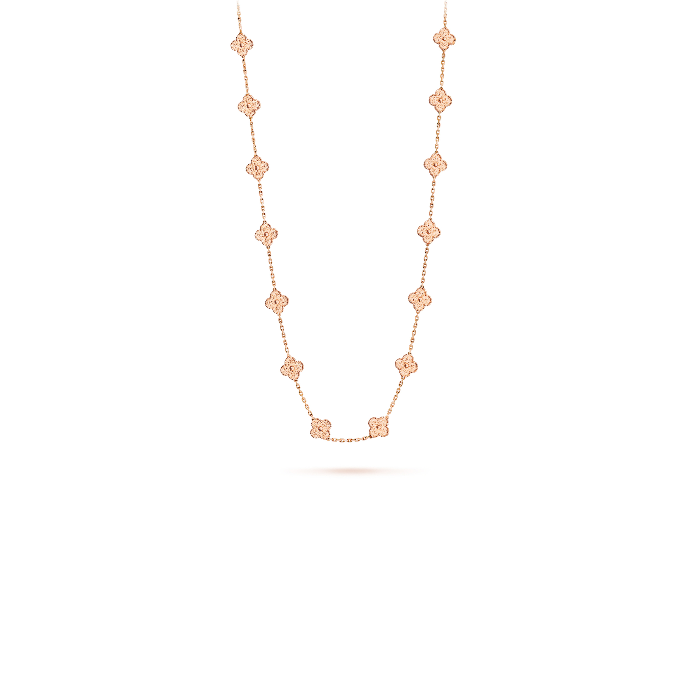 VAN CLEEF ARPELS VINTAGE ALHAMBRA LONG NECKLACE, 20 MOTIFS - ROSE GOLD   VCARN9T000